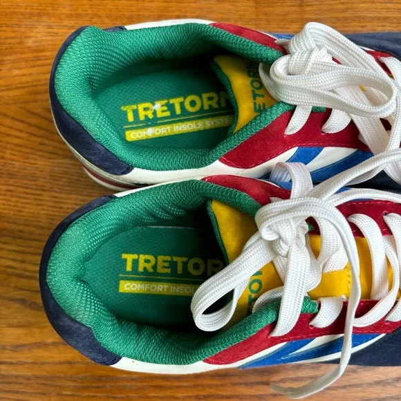 Tremor n Ryan Faux Suede White Blue Red Lace Up Low Casual Sneakers Mens 7 - Picture 7 of 9